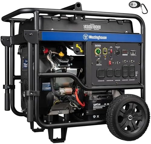 Westinghouse 18000 Peak Watt Home Backup Portable Generator, Remote Electric Start, Transfer Switch Ready 30A & 50 Outlets, Gas Powered, CO Sensor