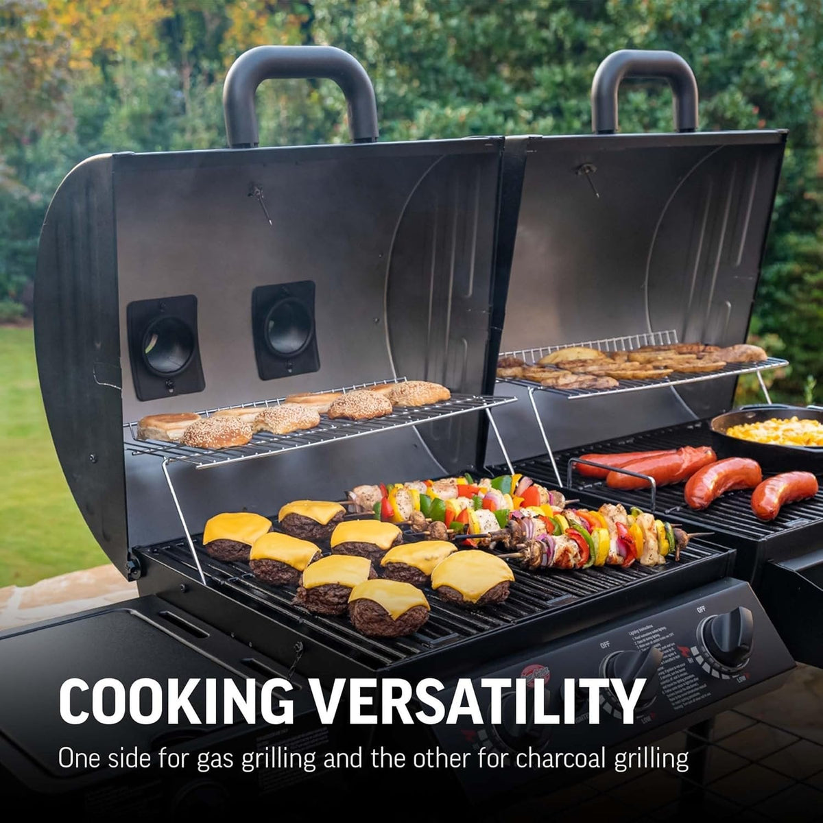 Char-Griller Texas Trio 3-Burner Dual Fuel Grill with Smoker