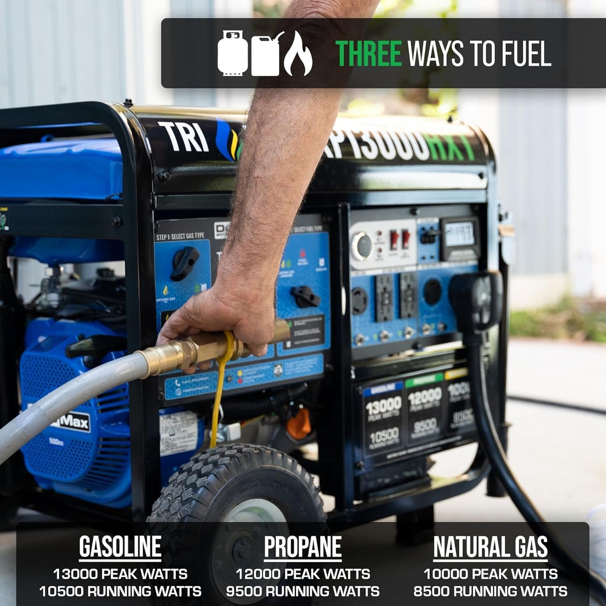 DuroMax 13,000 Watt Tri Fuel Portable HXT Generator XP13000HXT