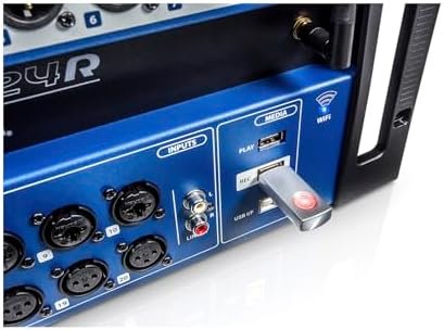 Soundcraft Ui24R Rack-Mountable Laptop or Tablet-Controlled, 24 input Digital Audio Mixer with onboard Signal Processing. Blue and Gray