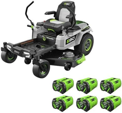 EGO Power+ Electric Riding Lawn Mower, 52″ Deck with Zero Turn Radius, Includes (6) 56V 12.0Ah Batteries and Charger – ZT5207L
