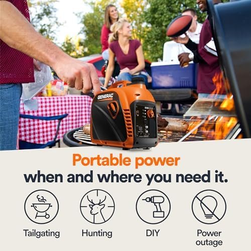 Generac 8251 GP2500i 2,500-Watt Gas Powered Portable Inverter Generator – Compact and Lightweight Design – Produces Clean, Stable Power – COsense Technology – CARB Compliant – Orange/Black